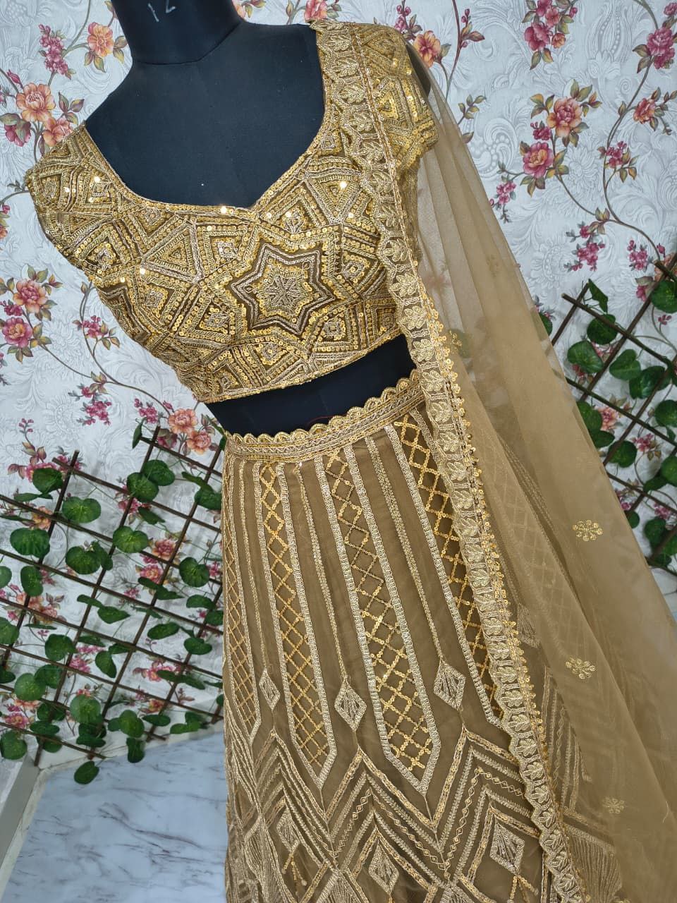 Butterfly Net Lehenga with Heavy Embroidery & Sequins Work