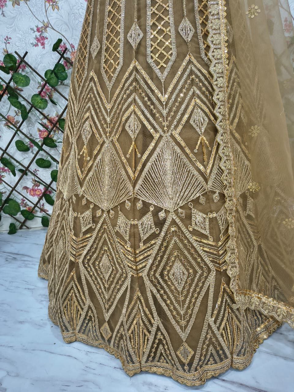 Butterfly Net Lehenga with Heavy Embroidery & Sequins Work