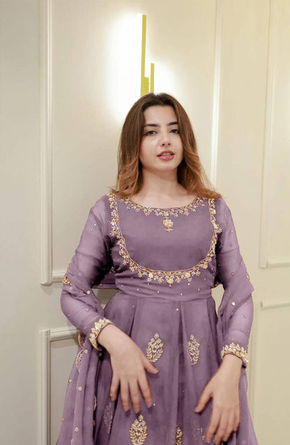 Premium Georgette Gown with Sequence Embroidery