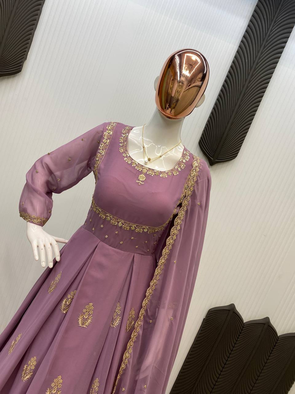 Premium Georgette Gown with Sequence Embroidery