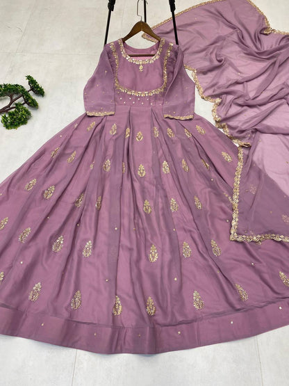 Premium Georgette Gown with Sequence Embroidery