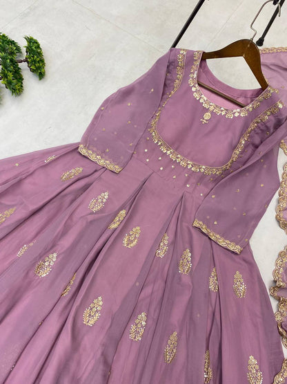 Premium Georgette Gown with Sequence Embroidery
