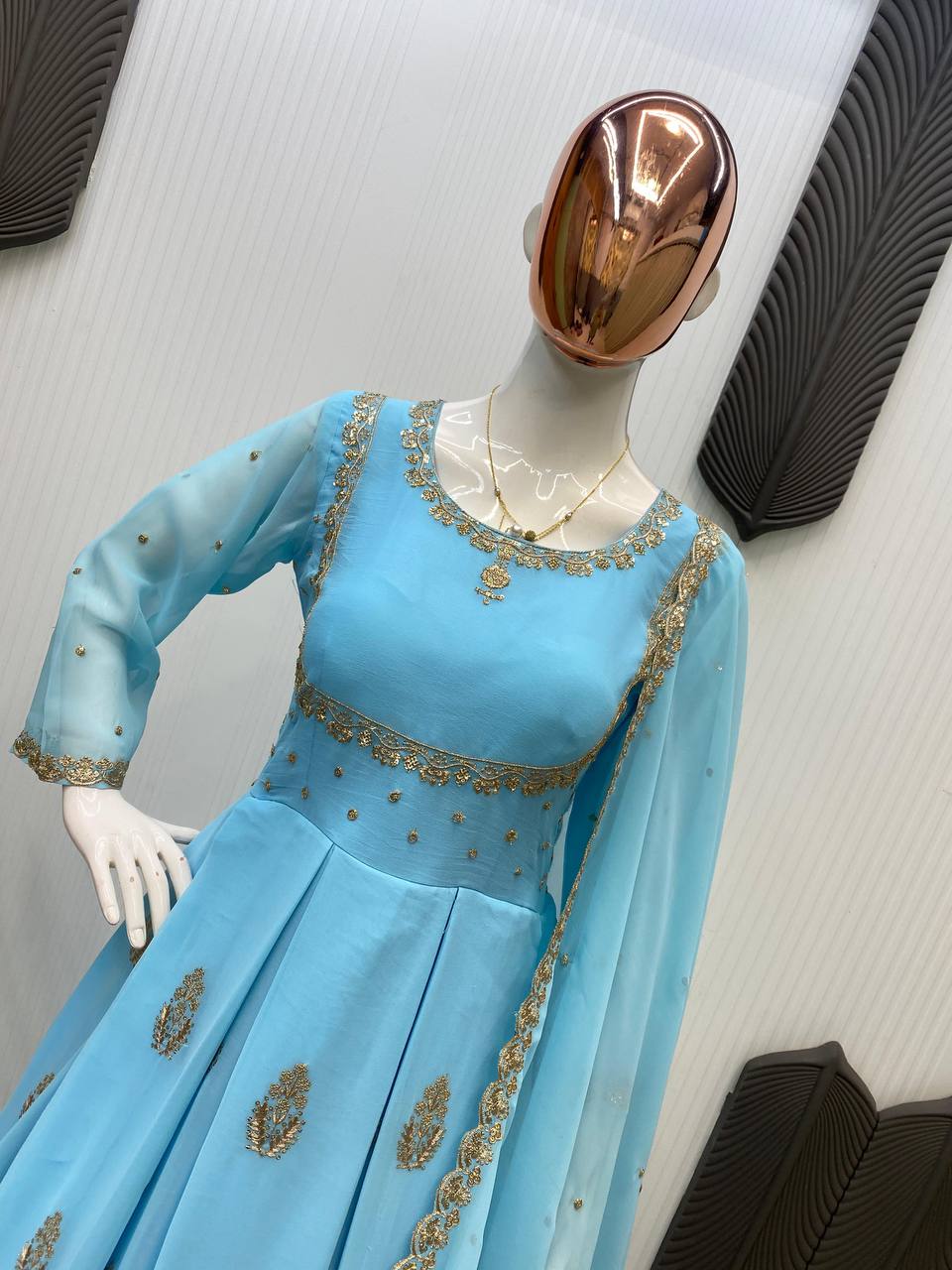 Georgette Sequence Embroidery Gown with Dupatta