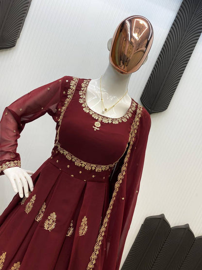 Stylish Sequence Embroidered Georgette Gown Set