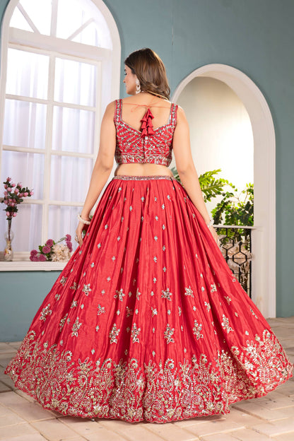 Hand-Embroidered Bridal Lehengas with Silver Zari Work