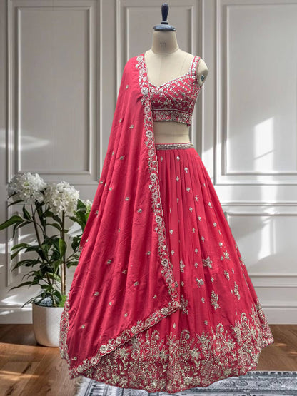 Hand-Embroidered Bridal Lehengas with Silver Zari Work