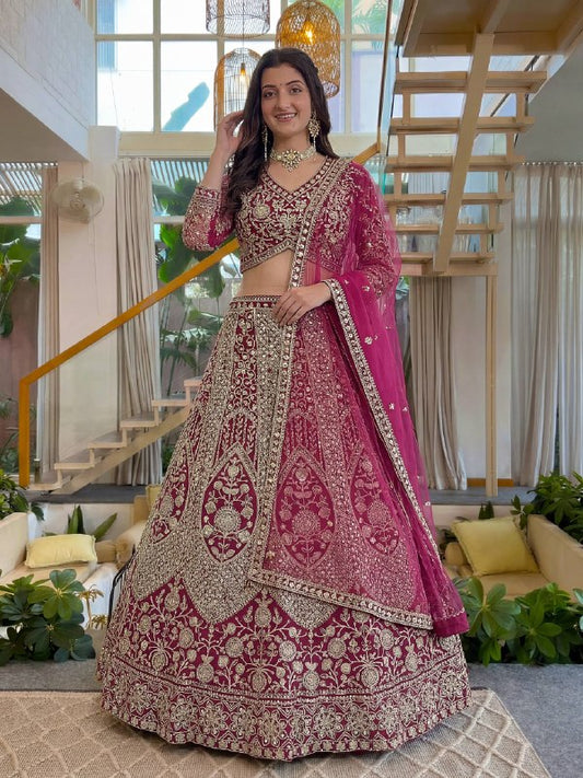 Elegant Pink Embroidered Lehenga Choli for Women
