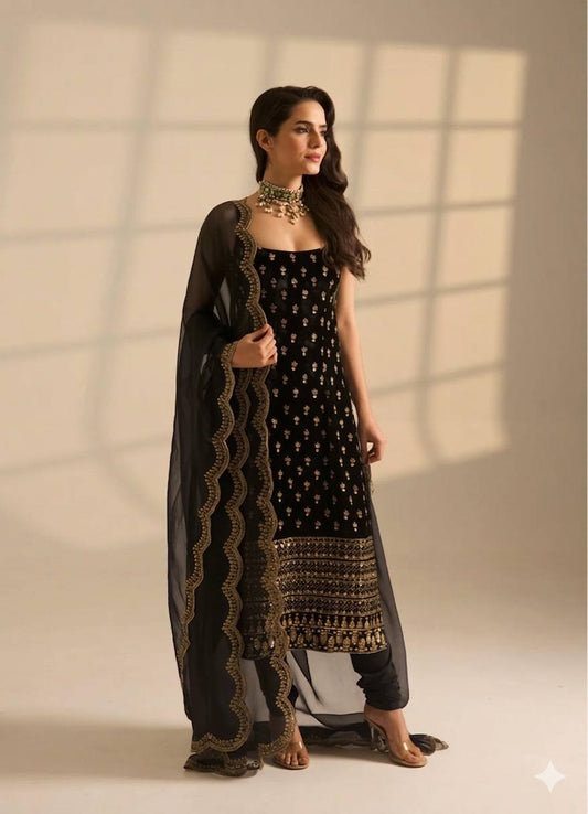 Premium Party Wear Kurta Set with Embroidery And Churidar Pants