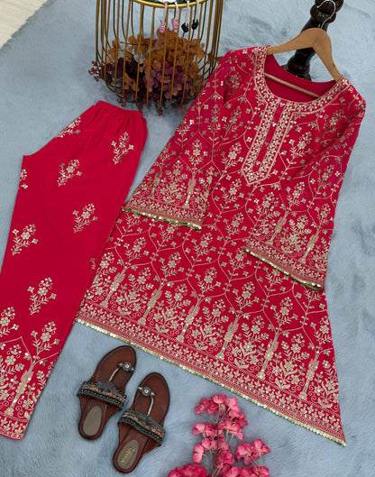 Party Wear Look Pure Heavy Georgette Pink Cord Set