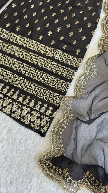 Premium Party Wear Kurta Set with Embroidery And Churidar Pants