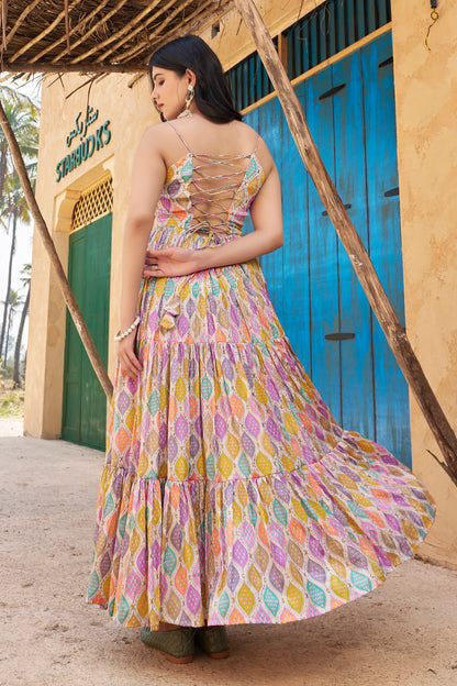 Stylish Backless Light Purple One Piece Gown