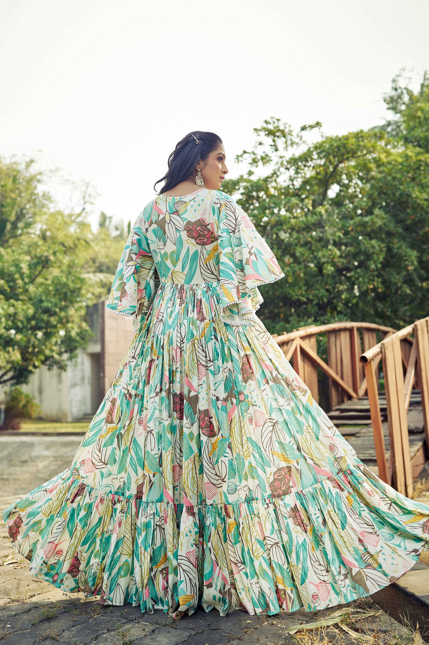 Designer Jeevika Sea Green Printed One Piece Western Gown