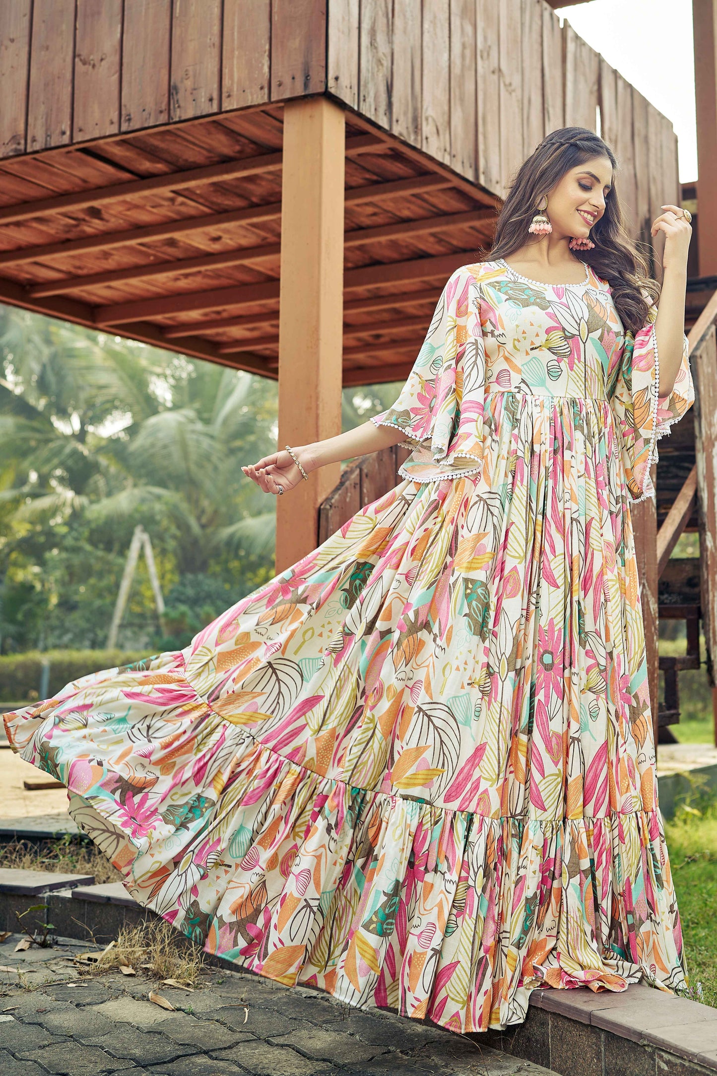 Stuning Festive Wear Mix Printed One Piece  Dress