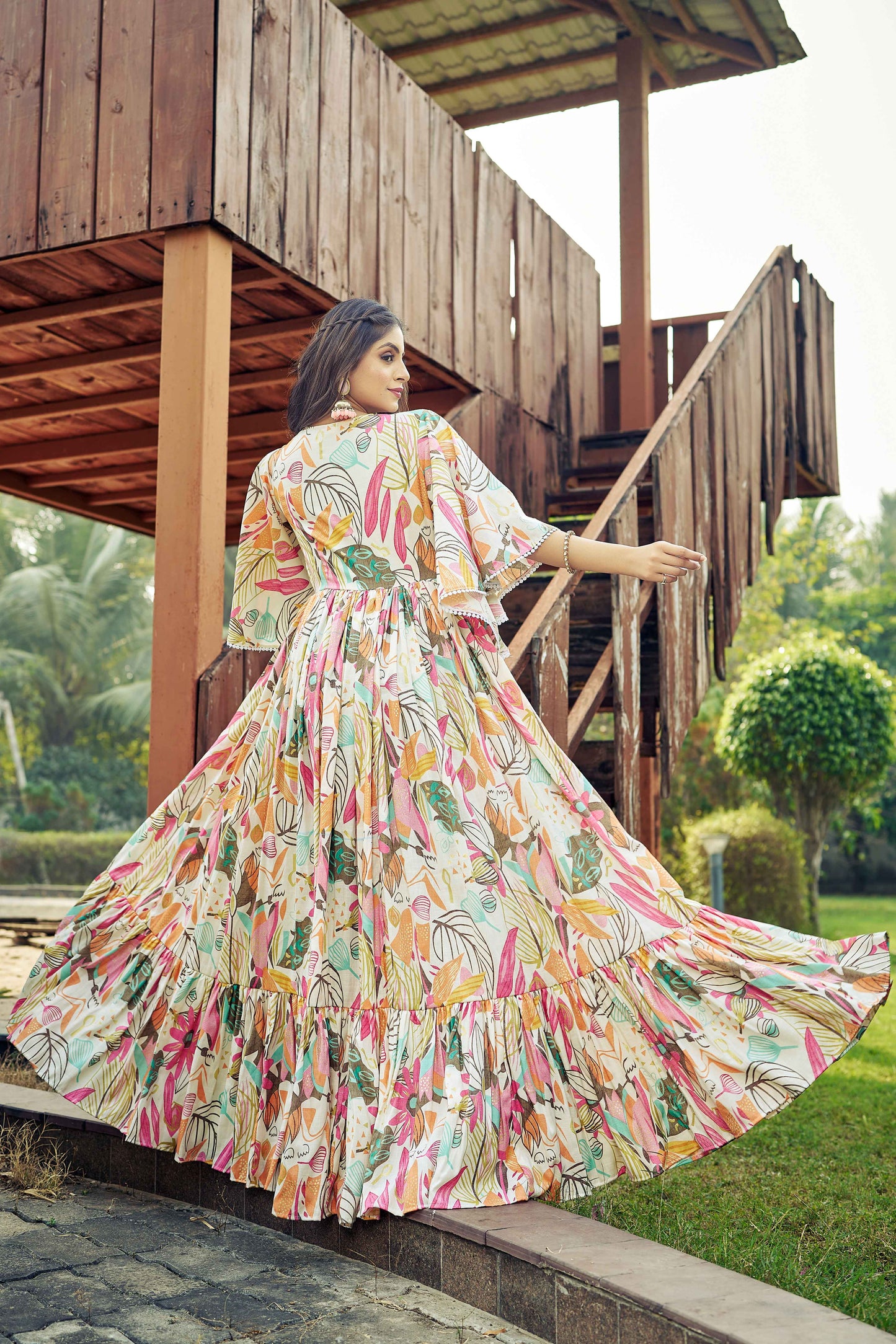 Stuning Festive Wear Mix Printed One Piece  Dress