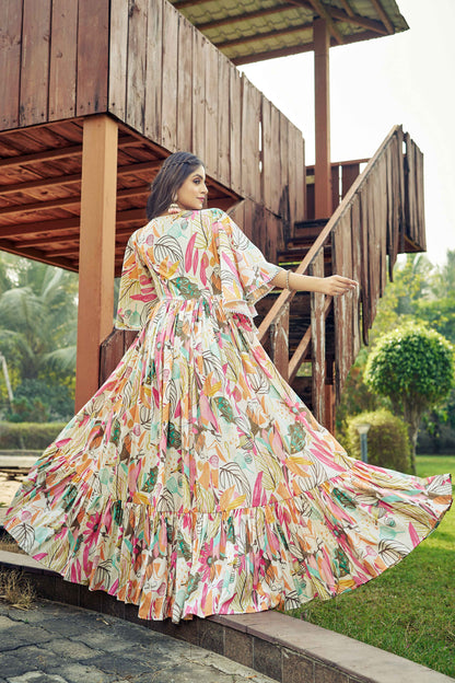 Stuning Festive Wear Mix Printed One Piece  Dress