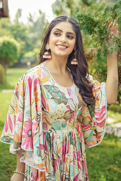 Stuning Festive Wear Mix Printed One Piece  Dress