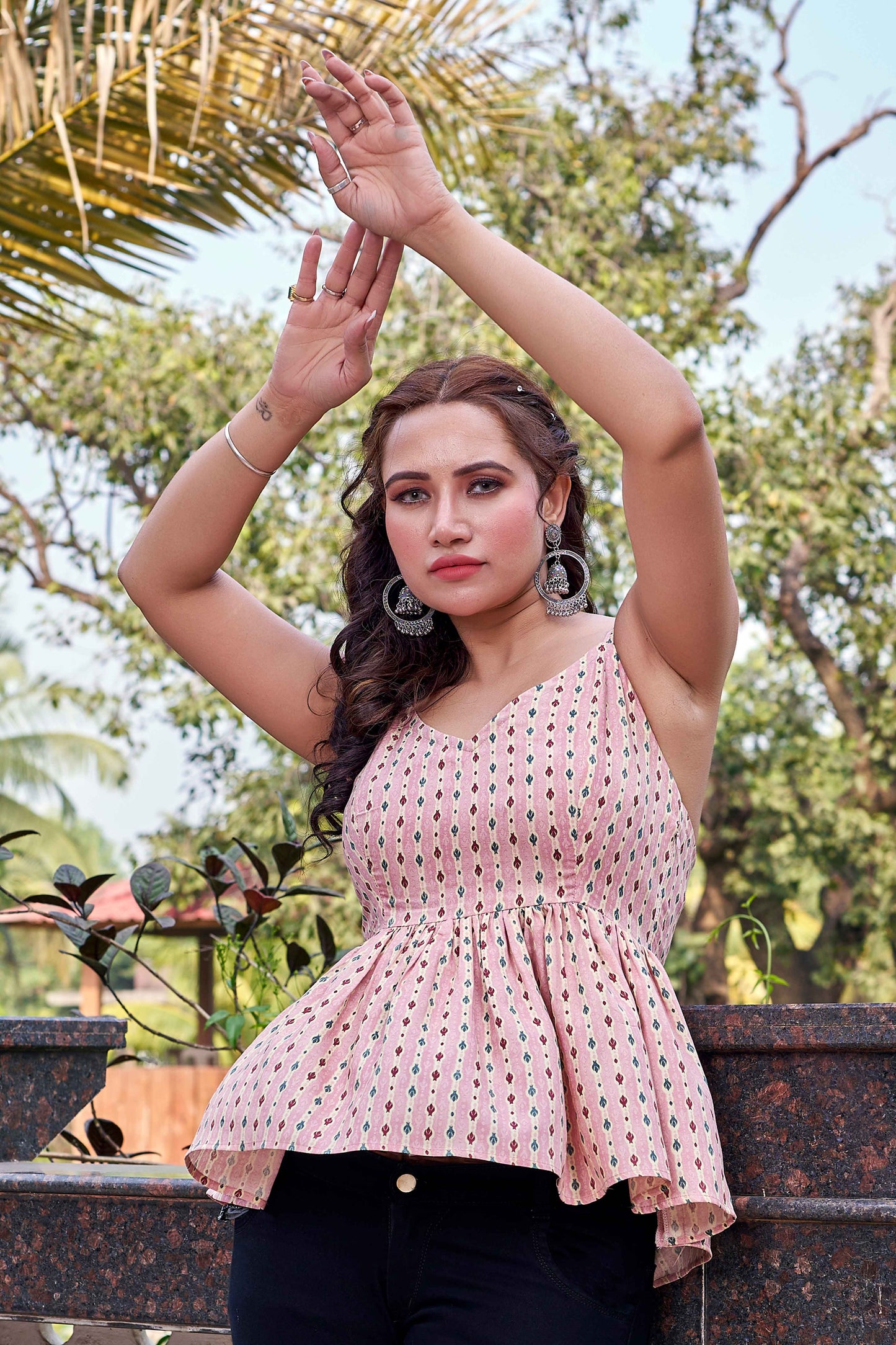 Baby Pink Peplum Western Top