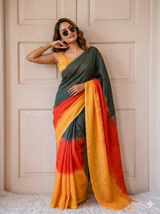 Stunning Soft Linen Saree For Summer