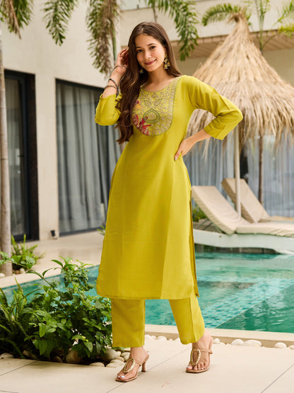 Fancy Liril Rayon Embroidered Kurti Set