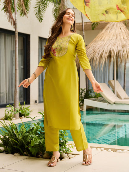 Fancy Liril Rayon Embroidered Kurti Set