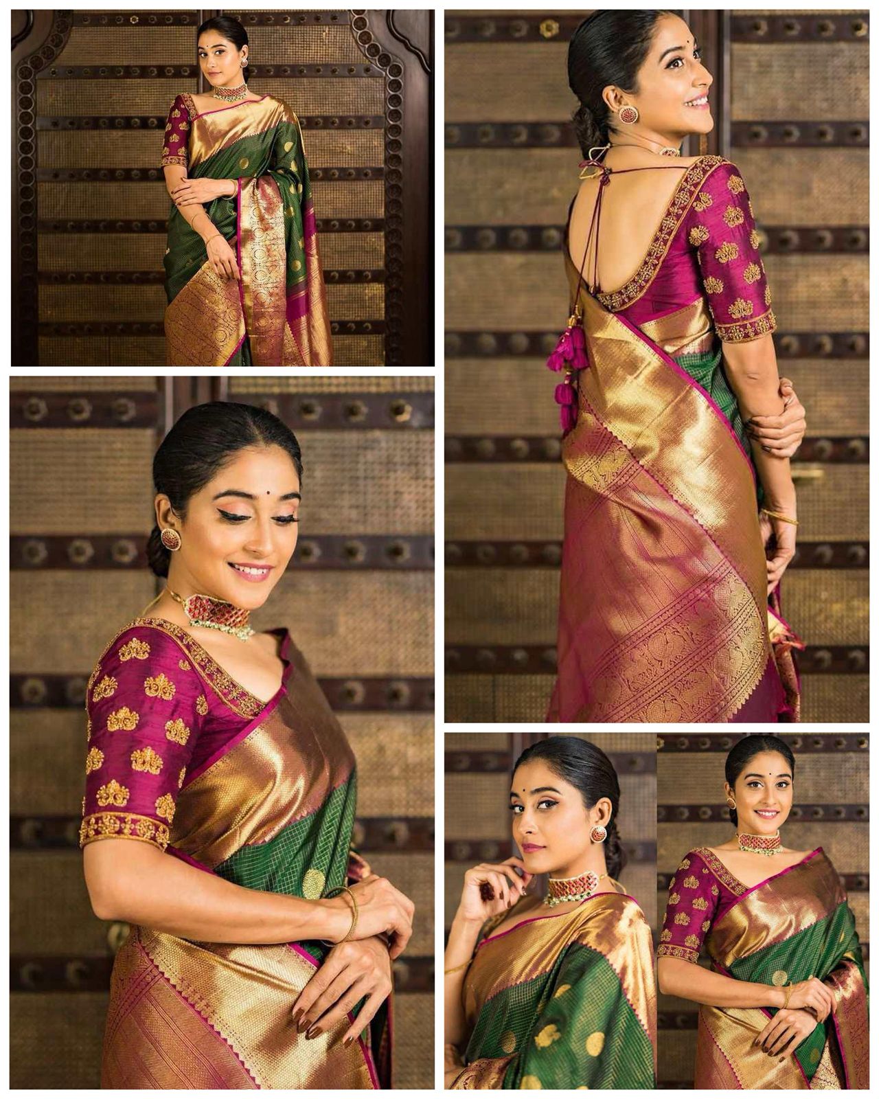 Elegant Green Lichi Silk Saree