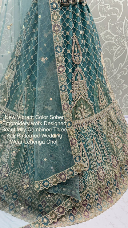 Heavy Net Embroidered Morpinch Bridal Lehenga