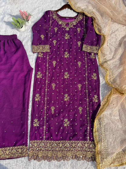 The Royal Amethyst Heavy Embroidered Suit Set