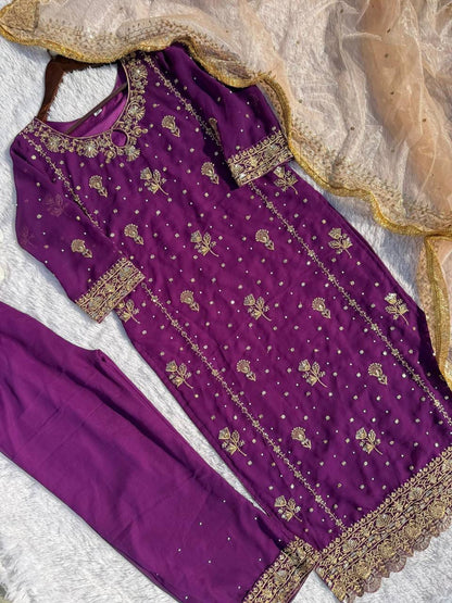 The Royal Amethyst Heavy Embroidered Suit Set
