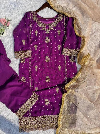 The Royal Amethyst Heavy Embroidered Suit Set