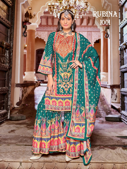 Pure Crepe Silk Digital Printed Pakistani Sharara Suit