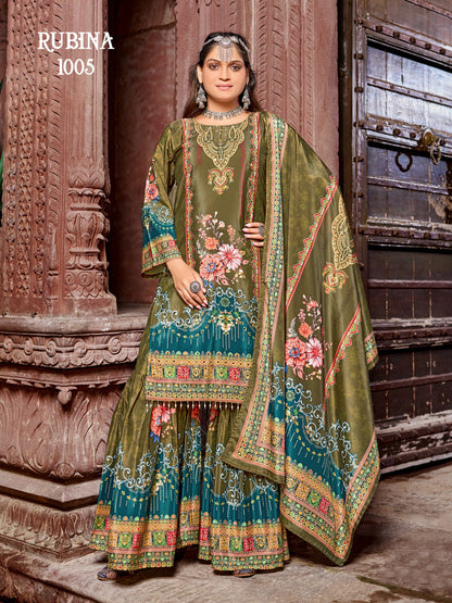 Party Wear Crepe Silk Sharara Pakistani Suit
