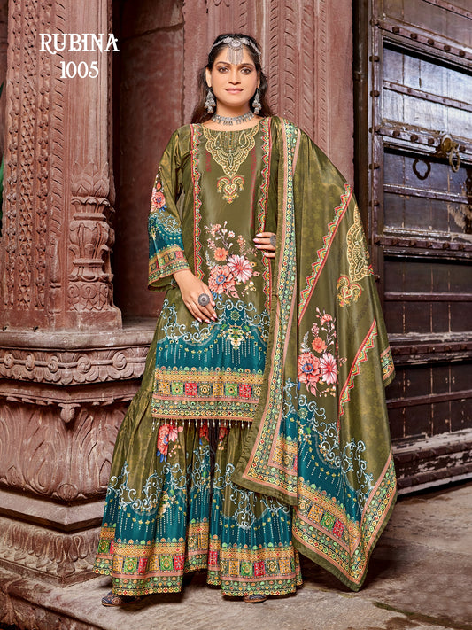 Party Wear Crepe Silk Sharara Pakistani Suit