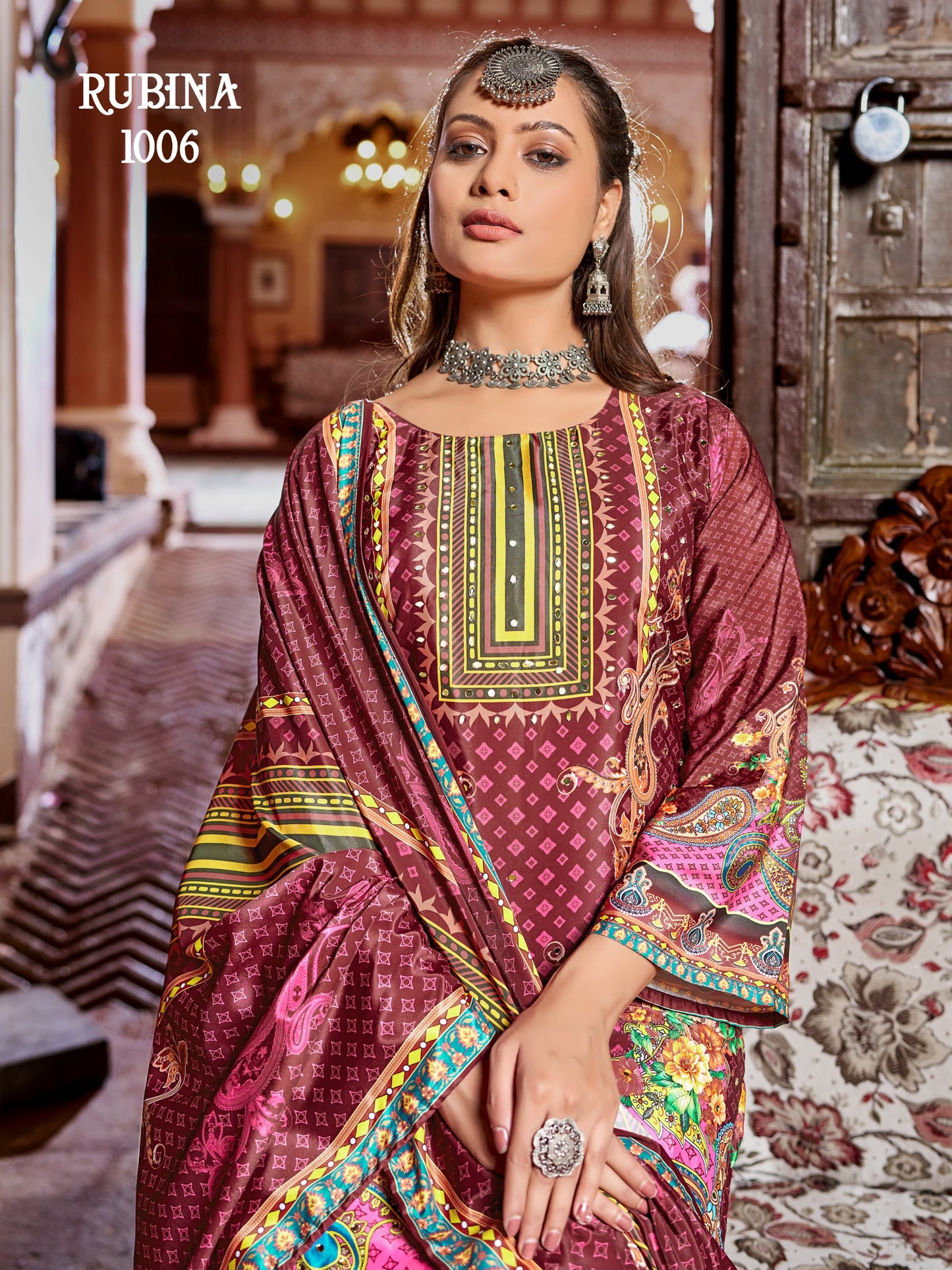 Rubinn Digital Printed Crepe Silk Sharara Suit