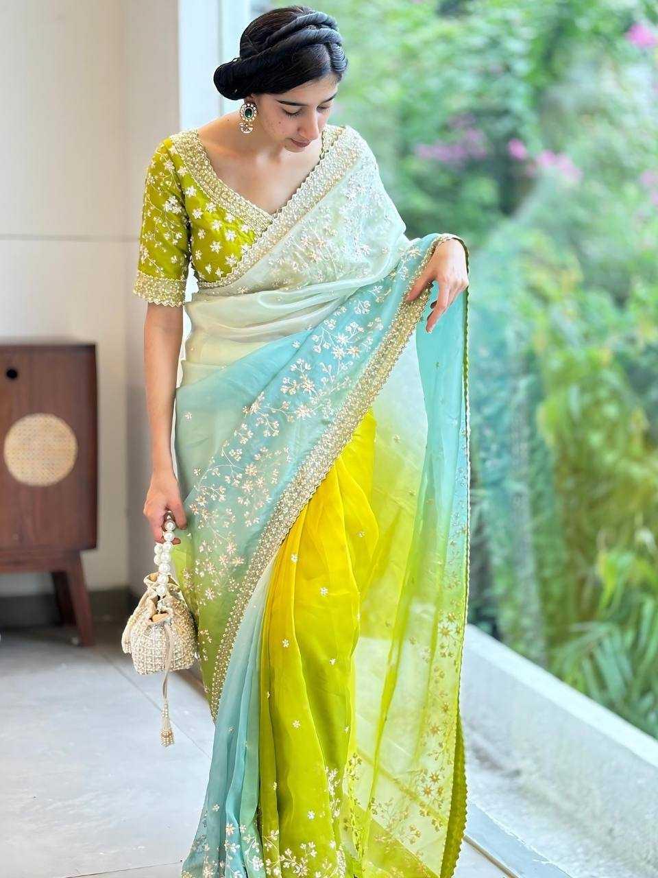 The Spring Meadow Silk Organza Digital Printed Saree