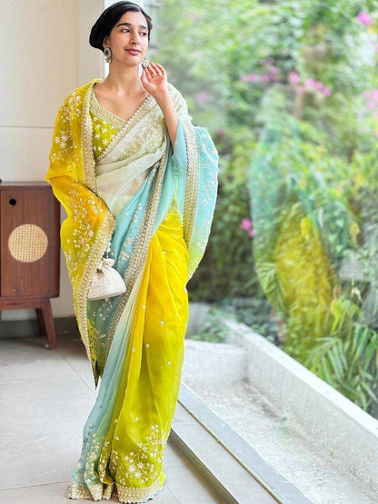 The Spring Meadow Silk Organza Digital Printed Saree