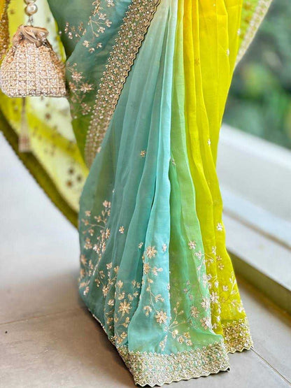 The Spring Meadow Silk Organza Digital Printed Saree