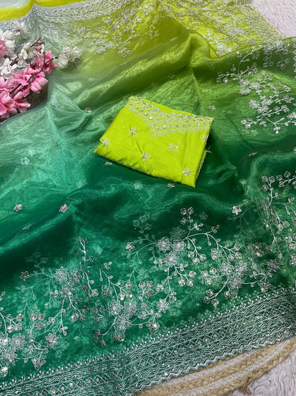 The Spring Meadow Silk Organza Digital Printed Saree