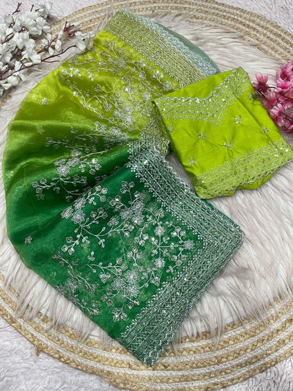 The Spring Meadow Silk Organza Digital Printed Saree