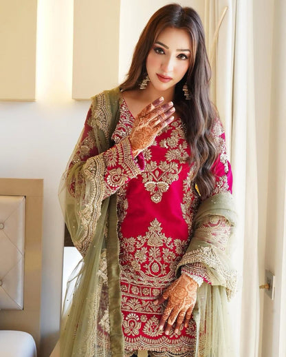 Heavy Zari Embroidered Designer Kurta with Sharara