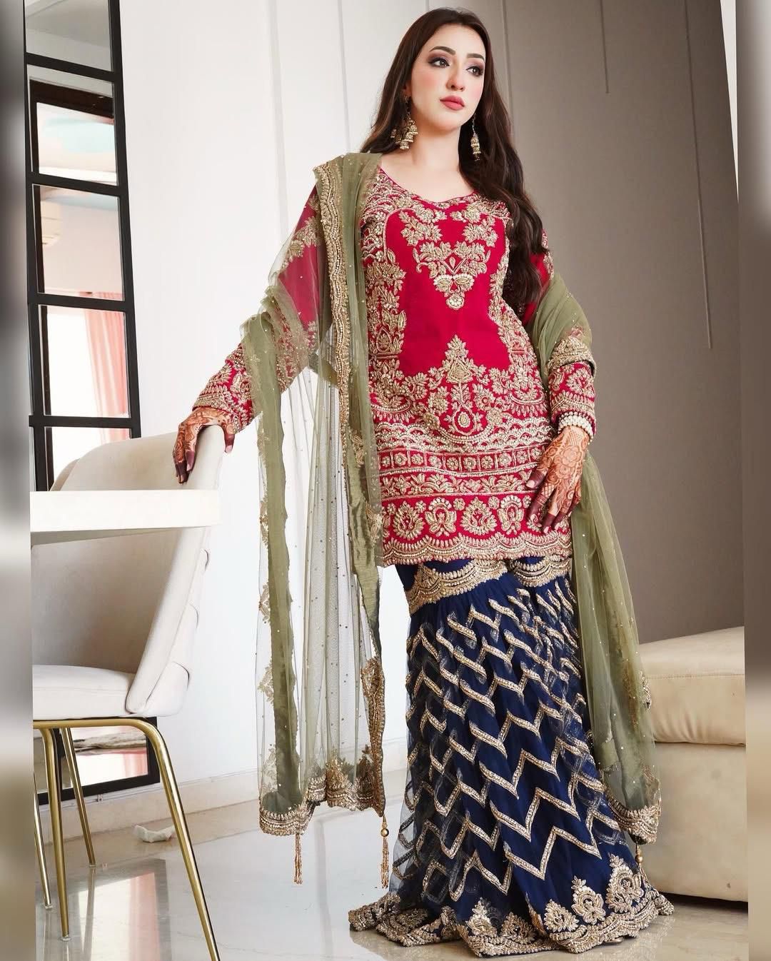 Heavy Zari Embroidered Designer Kurta with Sharara