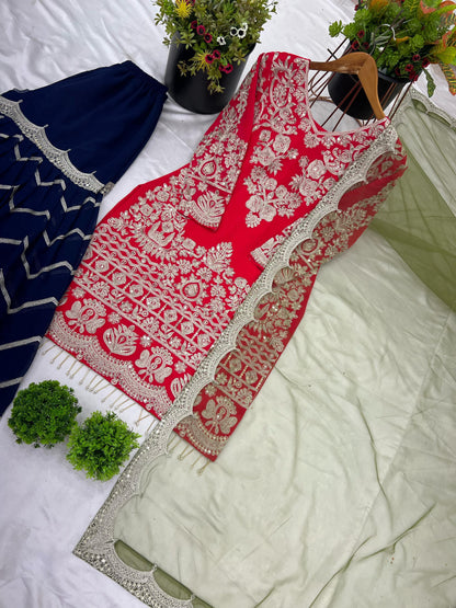 Heavy Zari Embroidered Designer Kurta with Sharara