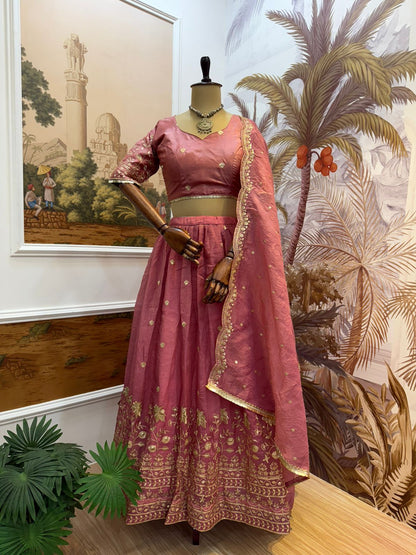 Graceful Pink Embroidered Lehenga Choli with Sequin Detailing