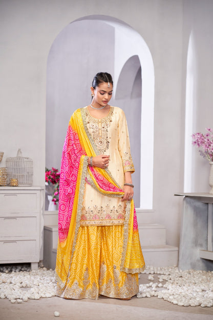 Premium Quality Gulzar Branded Yellow Sharara Suit -2221