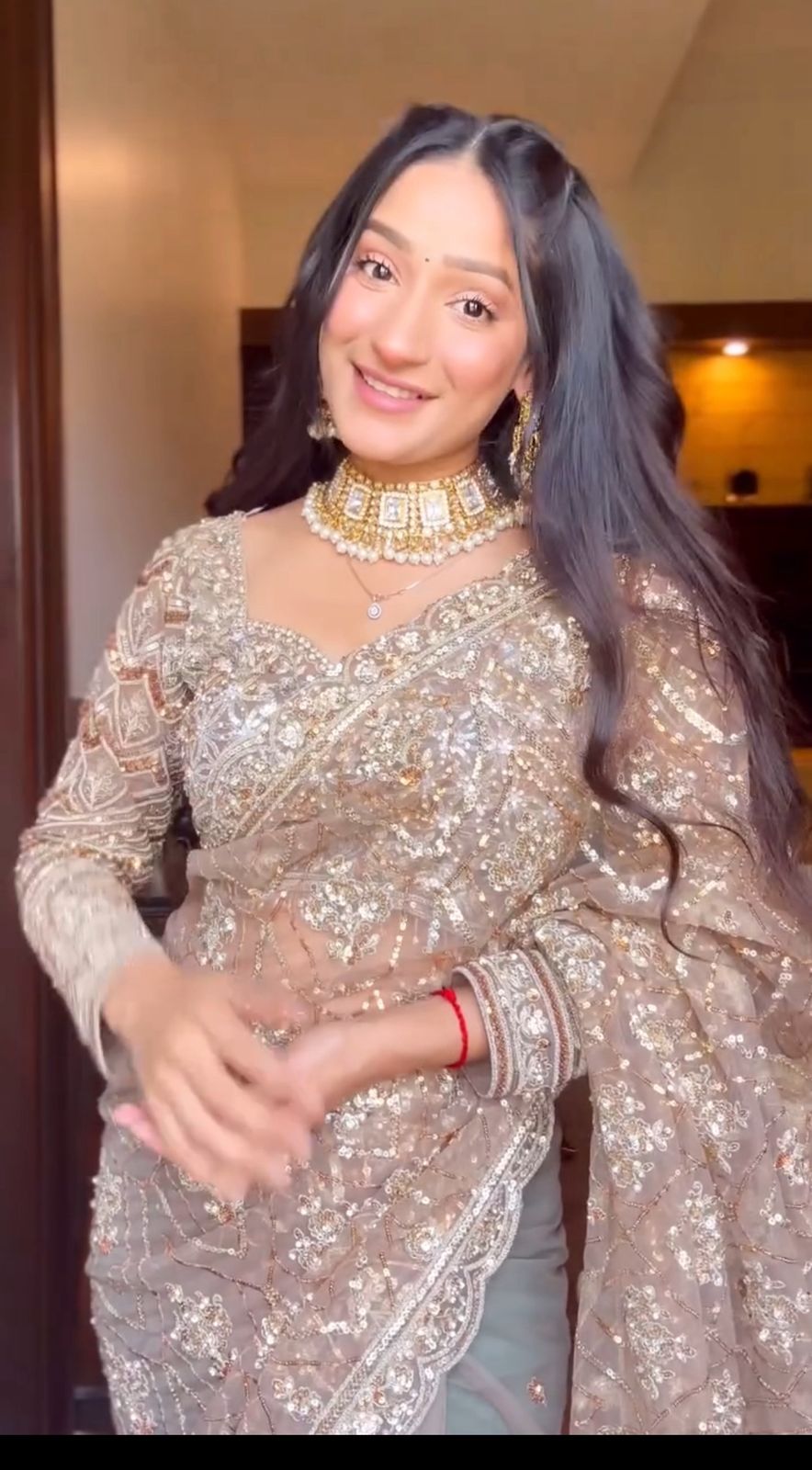 Premium Butterfly Silver Net Party Wear Saree