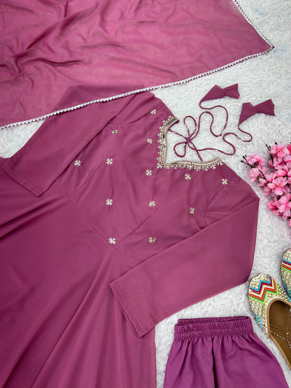 New Launch Onion Pink Anarkali Gown Set