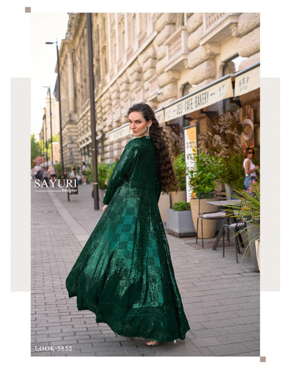 Emerald Green Sequined Jacket and Palazzo Set