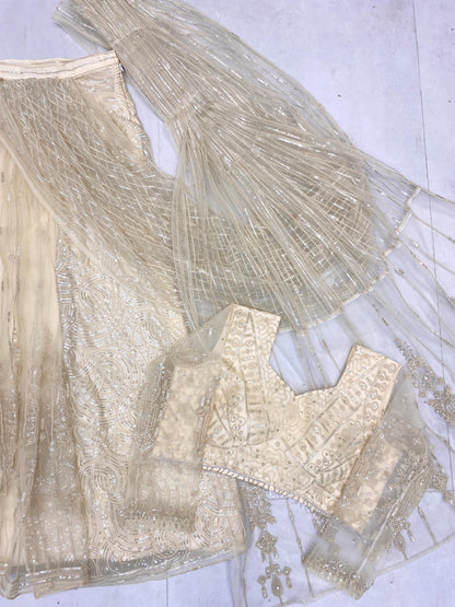 Butterfly Net Golden Embroidered Ready to Wear Saree