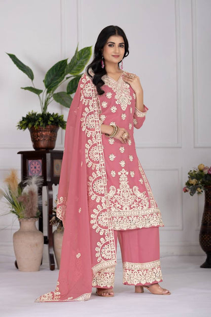 Designer Georgette Suit Set with Mirror & Sequence Work