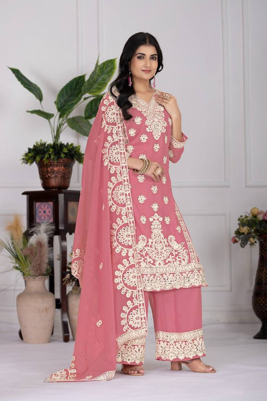 Designer Georgette Suit Set with Mirror & Sequence Work
