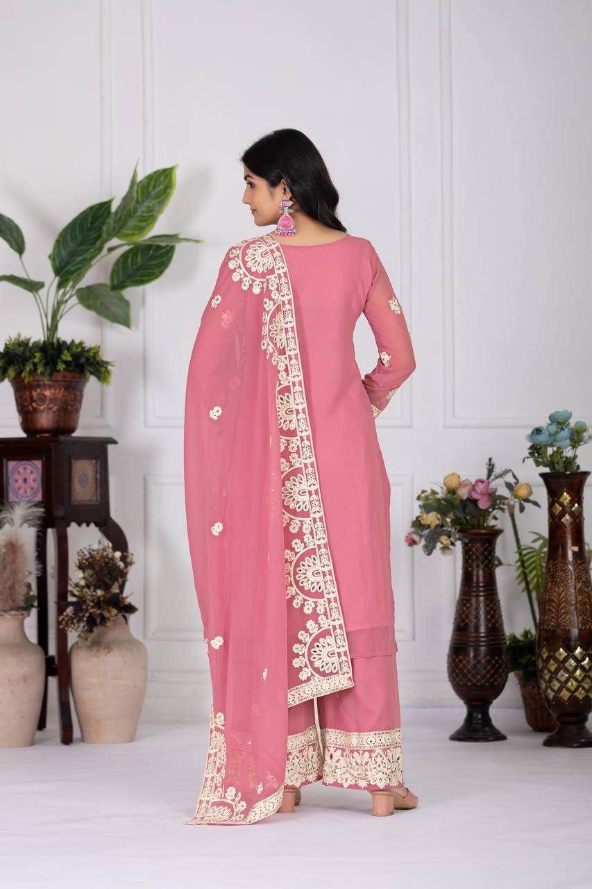 Designer Georgette Suit Set with Mirror & Sequence Work